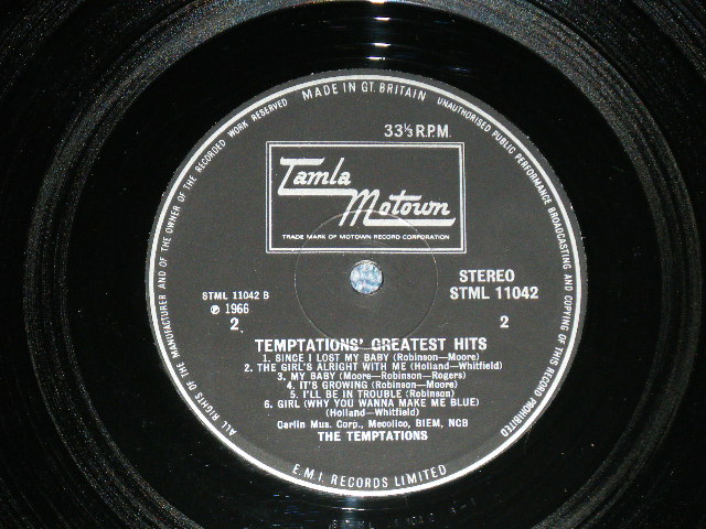 画像: THE TEMPTATIONS - GREATEST HITS ( Ex++/MINT-)  / 1967 UK ENGLAND   STEREO ORIGINAL Used LP