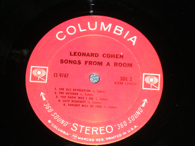 画像: LEONARD COHEN - SONGS FROM A ROOM  ( Ex+/Ex+++ Looks:Ex+++) / 1969 US AMERICA ORIGINAL "360 SOUNDLabel" STEREO Used LP 