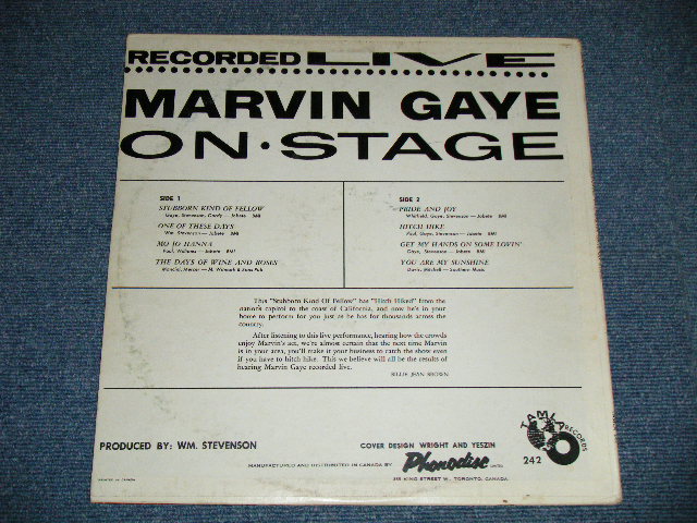 画像: MARVIN GAYE - ON STAGE ( Ex-/Ex+++ Looks:Ex++) / 1963 US AMERICA ORIGINAL "1st Press NO CREDIT at Bottom Label" MONO   Used LP  
