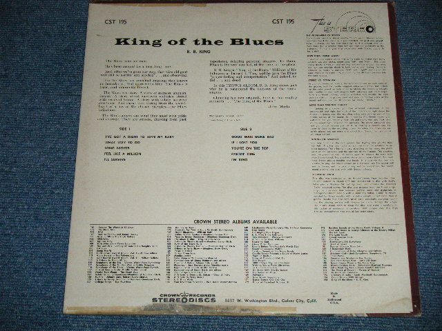 画像: B.B.KING B.B. KING - KING OF THE BLUES (Ex-/Ex+ :EDSP,TEAROFC,WOFC)  / 1961 US AMERICA ORIGINAL "RED WAX Vinyl" RARE "TRUE STEREO"  Used LP 