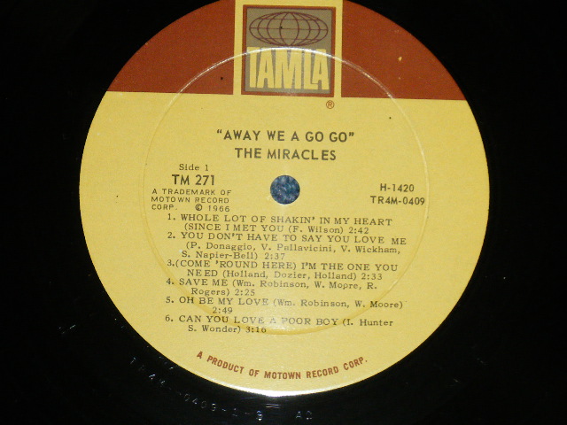 画像: SMOKEY ROBINSON and The MIRACLES - AWAY WE A GO GO ( MINT-/MINT- ) / 1966 US AMERICA ORIGINAL MONO  Used LP