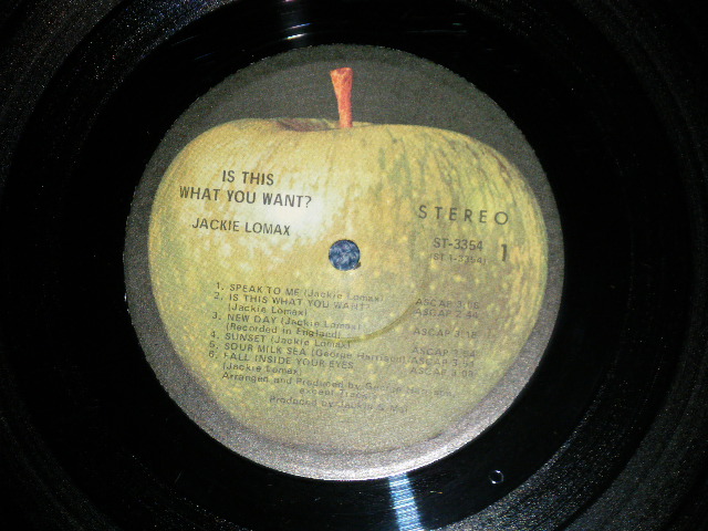 画像: JACKIE LOMAX - IS THIS WHAT YOU WANT? : With ORIGINAL INNER SLEEVE(Matrix #  ST1-3354-B6#1/ST2-3354-W1#2 ) (MINT-/MINT- ) / 1969 US ORIGINAL " with SMALL STEREO logo on Right Label" Used  LP