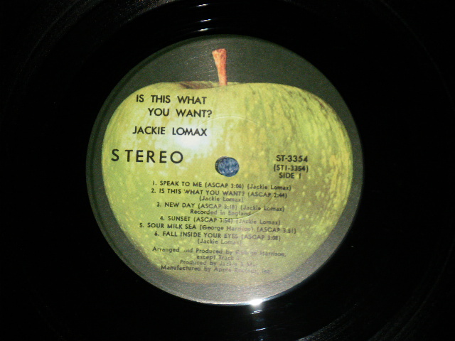 画像: JACKIE LOMAX - IS THIS WHAT YOU WANT? : With ORIGINAL INNER SLEEVE(Matrix #  ST1-3354-W2/ST2-3354-A3 ) (MINT/MINT- ) / 1969 US ORIGINAL " with LARGE STEREO logo onlLeft Label" Used  LP