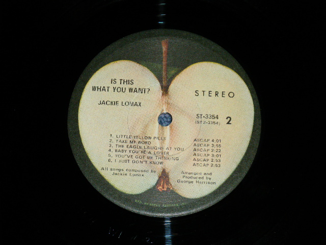 画像: JACKIE LOMAX - IS THIS WHAT YOU WANT? : With ORIGINAL INNER SLEEVE(Matrix #  ST1-3354-B6#1/ST2-3354-W1#2 ) (MINT-/MINT- ) / 1969 US ORIGINAL " with SMALL STEREO logo on Right Label" Used  LP