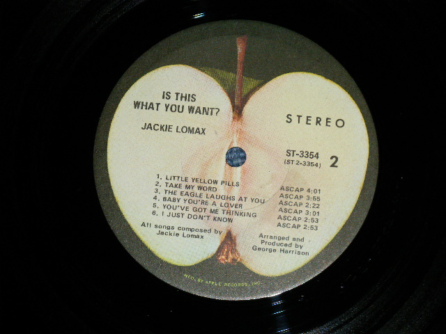 画像: JACKIE LOMAX - IS THIS WHAT YOU WANT? : With ORIGINAL INNER SLEEVE(Matrix #  ST-1-3354-A-5/ST-2-3354-H-7) (Ex+++./MINT-) / 1969 US ORIGINAL " with SMALL STEREO logo on Right Label" Used  LP