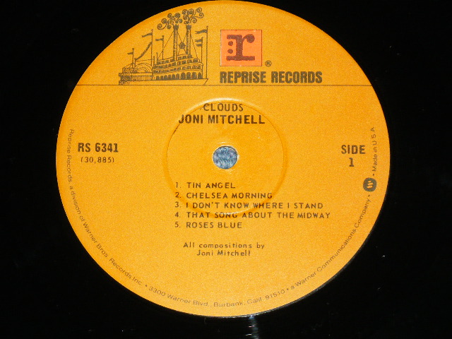 画像: JONI MITCHELL  - CLOUDS (Matrix #A)RS 6341 (30885 Re-1-1)-WB W◁ B)RS 6341 (30886 Re-1-1)-WB --◁) "WINCHESTER Press in VIRGINIA(Ex++, Ex+, Ex++++/Ex+++STPOBC)  / 1972 Version   US AMERICA ORIGINAL "3rd Press NON STEREO Credit at Bottom Label" Used LP