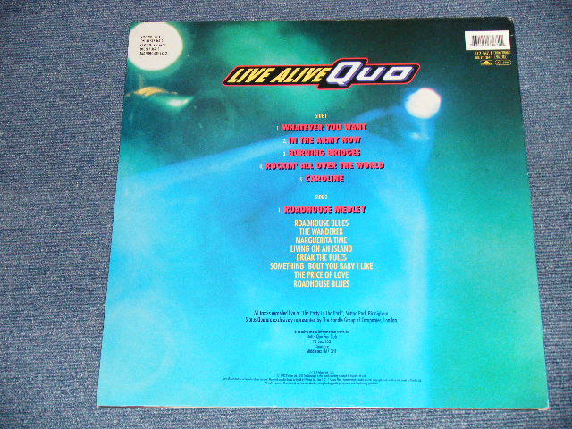 画像: STATUS QUO - LIVE ALIVE QUO  ( Matrix # A1/1B ) ( NEW) / 1992 UK ENGLAND ORIGINAL "BRAND NEW"  LP 