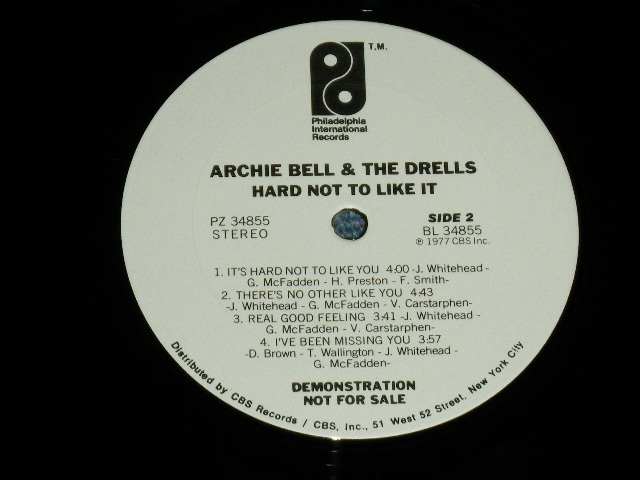 画像:  ARCHIE BELL & THE DRELLS - HARD NOT TO LIKE IT ( Ex+++/MINT-) / 1977 US AMERICA ORIGINAL "WHITE LABEL PROMO" Used  LP 