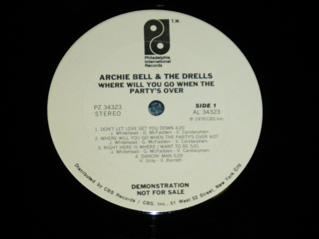 画像:  ARCHIE BELL & THE DRELLS - WHERE WILL YOU GO WHEN THE PARTY'S OVER  ( Ex+/Ex++ ) / 1976 US AMERICA ORIGINAL "WHITE LABEL PROMO" Used  LP 