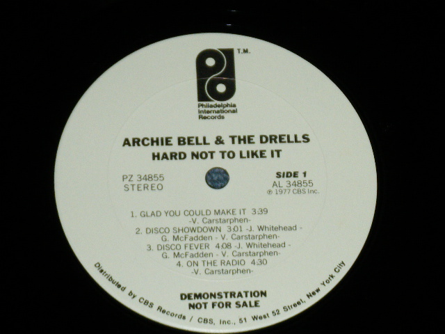 画像:  ARCHIE BELL & THE DRELLS - HARD NOT TO LIKE IT ( Ex+++/MINT-) / 1977 US AMERICA ORIGINAL "WHITE LABEL PROMO" Used  LP 