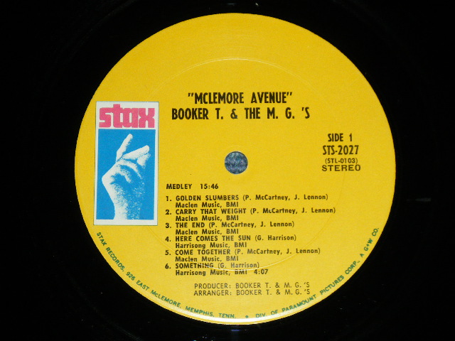 画像:   BOOKER T.& THE MG'S - McLEMORE AVENUE  ( Matrix # -STL-0103/STL-0104 ) ( Ex++/Ex++ :EDSP ) / 1970 US AMERICA  ORIGINAL   "YELLOW Label with MEMPHIS ADDRESS with DIV. Of PARAMOUNT" Used LP 