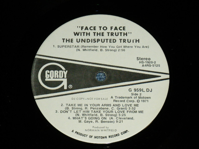 画像: The UNDISPUTED TRUTH -  FACE TO FACE WITH THE TRUTH ( Ex++/Ex+++ )  / 1971 US AMERICA ORIGINAL "WHITE LABEL PROMO" Used LP 