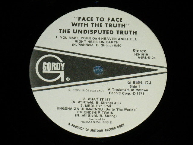 画像: The UNDISPUTED TRUTH -  FACE TO FACE WITH THE TRUTH ( Ex++/Ex+++ )  / 1971 US AMERICA ORIGINAL "WHITE LABEL PROMO" Used LP 