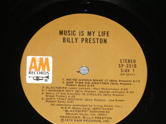画像: BILLY PRESTON -  MUSIC IS MY LIFE ( Matrix # A&M SP 3547 RE-1 T1/ A&M SP 3548 RE-1 T1)( Ex++/Ex+++ ; EDSP )  /  1972 US AMERICA ORIGINAL "BROWN Label" Used LP 