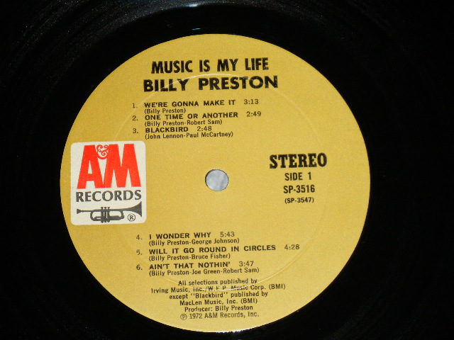 画像: BILLY PRESTON -  MUSIC IS MY LIFE ( Matrix # A&M SP 3547 RE-1 M1/ A&M SP 3548 RE-1 M1)( Ex++/MINT- ; EDSP )  /  1972 US AMERICA ORIGINAL "BROWN Label" Used LP 