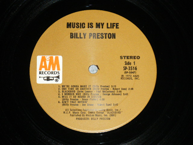 画像: BILLY PRESTON -  MUSIC IS MY LIFE ( Matrix # A&M SP 3547 RE-1 P1/ A&M SP 3548 RE-1 P1)( Ex+/Ex+++ ; EDSP )  /  1972 US AMERICA ORIGINAL "BROWN Label" Used LP 