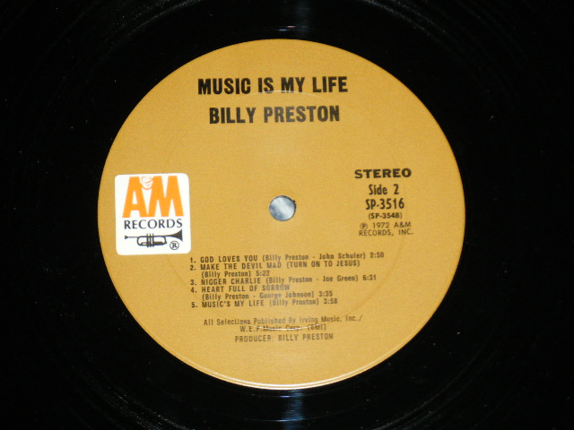 画像: BILLY PRESTON -  MUSIC IS MY LIFE ( Matrix # A&M SP 3547 RE-1 P1/ A&M SP 3548 RE-1 P1)( Ex+/Ex+++ ; EDSP )  /  1972 US AMERICA ORIGINAL "BROWN Label" Used LP 