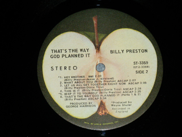 画像: BILLY PRESTON - THAT'S THE WAY GOD PLANNED IT ( Matrix # A) ST--1-3359-F-4   B) ST--2-3359-F-4) ( Ex++/Ex+++ : EDSP )  /  1969 ? US AMERICA ORIGINAL  Used LP 