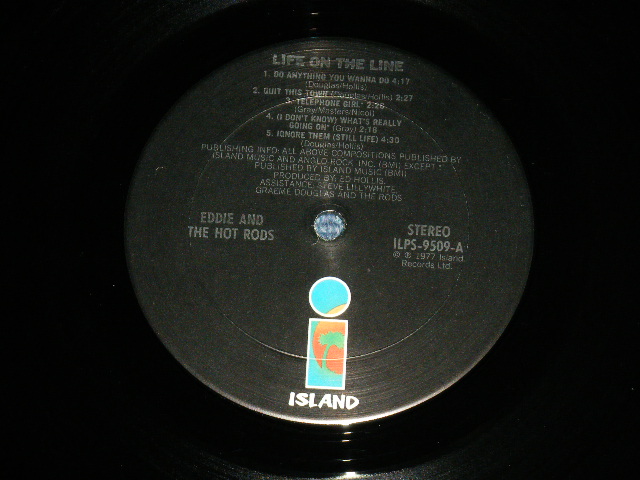 画像: EDDIE and The HOT RODS - LIFE ON THE LINE( Ex+/MINT- )  / 1977 US AMERICA  ORIGINAL Used LP 