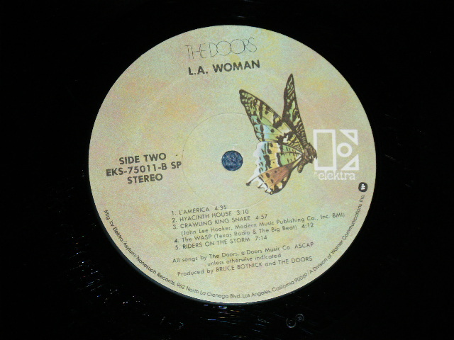 画像: THE DOORS - L.A.WOMAN  ( Matrix # A)A-11  SP 1-3 / B)B-13 SP ESR 1-3   ) ( Ex/Ex+ Looks:Ex )  / 1974? Version  US AMERICA  1st Press "BUTTERFLY Label" 2nd Press Jacket  Used LP  