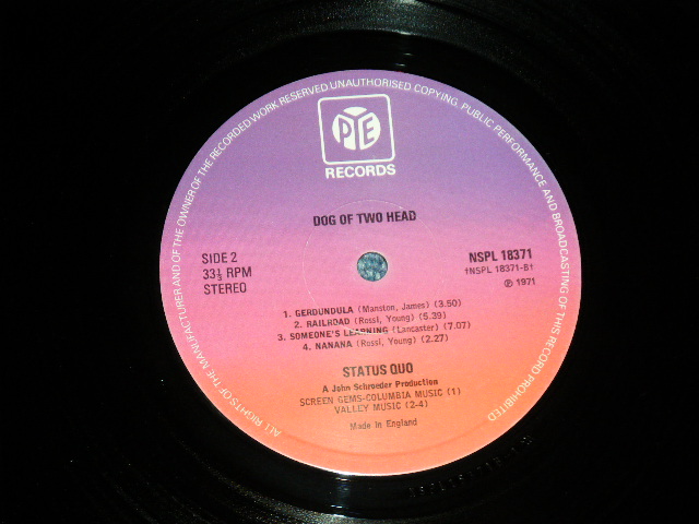 画像: STATUS QUO -  DOG OF TWO HEAD  ( MINT-/MINT- ) / 1974 Version UK ENGLAND  REISSUE Used LP 