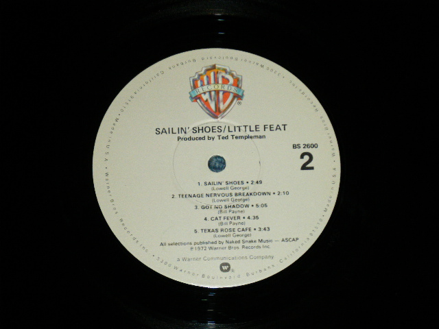 画像: LITTLE FEAT -  SAILIN' SHOES (Matrix #A)BS-1-2600-WW3 SP --◃ JS  1-1 B)  BS-2-2600-WW2 1-1  --◃ JS) CAPITOL RECORDS PRESSING PLANT in WINCHECTER Press " (MINT-/MINT-) / 1980's Version US AMERICA "WHITE Label"   Used LP