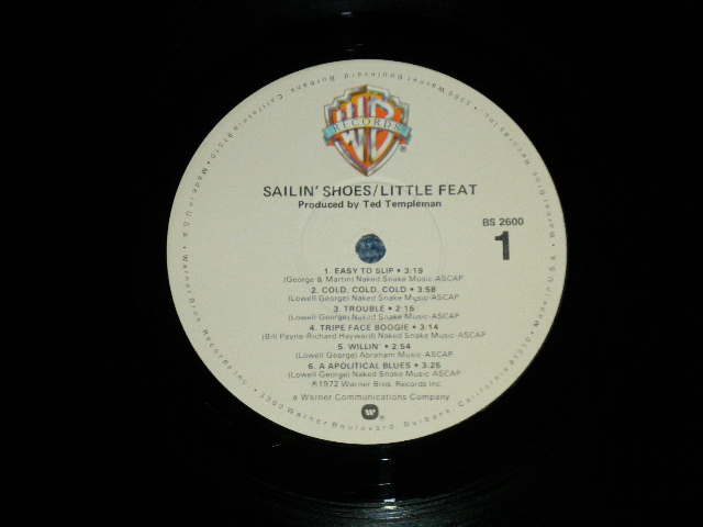 画像: LITTLE FEAT -  SAILIN' SHOES (Matrix #A)BS-1-2600-WW3 SP --◃ JS  1-1 B)  BS-2-2600-WW2 1-1  --◃ JS) CAPITOL RECORDS PRESSING PLANT in WINCHECTER Press " (MINT-/MINT-) / 1980's Version US AMERICA "WHITE Label"   Used LP