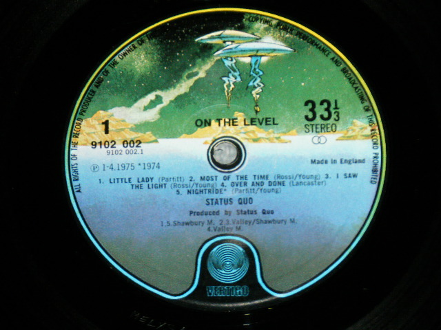 画像: STATUS QUO -  ON THE LEVEL ( Matrix # 1-A/B-2 )  ( Ex++/MINT- ) / 1974 UK ENGLAND ORIGINAL  Used LP 