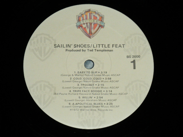 画像: LITTLE FEAT -  SAILIN' SHOES (Matrix # BS-1-2600-WW3 BS-2-2600-WW2  ) ( Ex+++/MINT-) / 1978 Version US AMERICA ORIGINAL "3rd Press  Label"   Used LP 