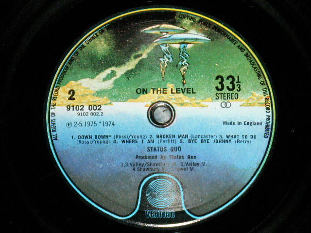 画像: STATUS QUO -  ON THE LEVEL ( Matrix # 1-A/B-2 )  ( Ex++/MINT- ) / 1974 UK ENGLAND ORIGINAL  Used LP 