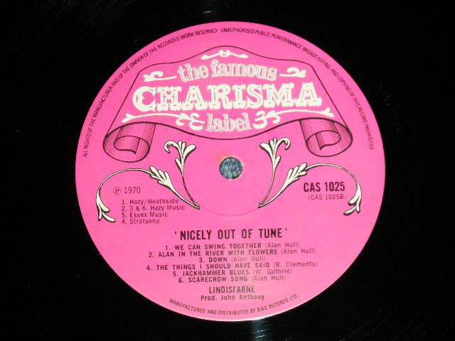 画像: LINDISFARNE -  NICELY OUT OF TUNE ( A-1U/B-1U ) ( Ex++/MINT-)    / 1970 UK ENGLAND ORIGINAL "PINK LABEL"  Used LP 