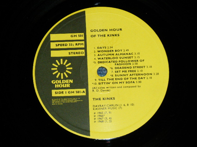 画像: THE KINKS -  GOLDEN HOUR OF THE KINKS ( Ex+/Ex+++ ) / 1969(?)  UK ENGLAND ORIGINAL Used LP 