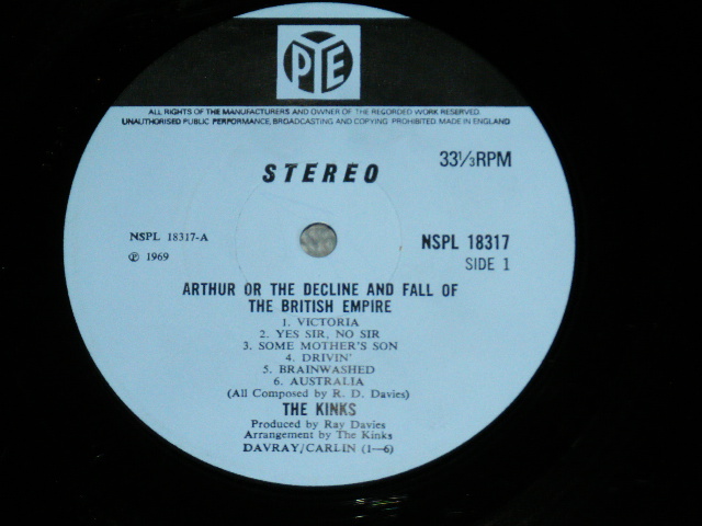 画像: THE KINKS -  ARTHUR OR THE DECLINE and FALL OF THE BRITISH EMPIRE ( Matrix # A-1/B-1) ( Ex/Ex+++ Looks:Ex++) / 1969 UK ENGLAND ORIGINAL Used LP 
