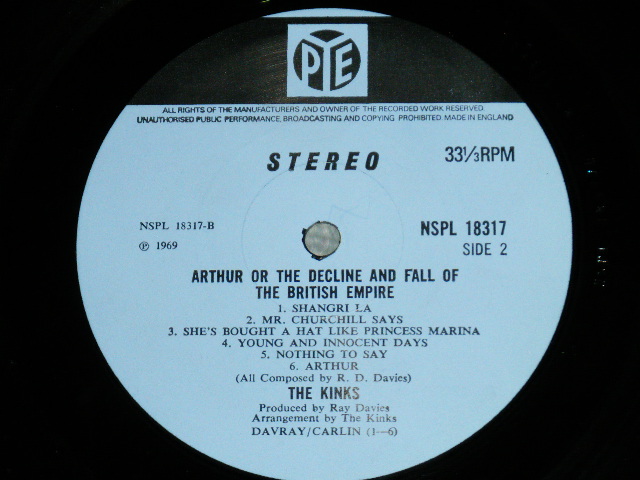 画像: THE KINKS -  ARTHUR OR THE DECLINE and FALL OF THE BRITISH EMPIRE ( Matrix # A-1/B-1) ( Ex/Ex+++ Looks:Ex++) / 1969 UK ENGLAND ORIGINAL Used LP 