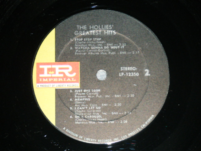 画像: THE HOLLIES - The HOLLIES' GREATEST HITS ( Matrix # 1/2RE ) ( Ex+/Ex+++ : BB SEAN EDSP ) / 1966  US AMERICA ORIGINAL "BLACK with GREEN Label"  STEREO  Used LP  M