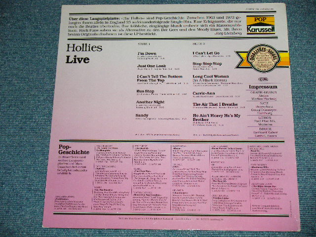 画像: THE HOLLIES - LIVE  ( Ex++/MINT- )  / 1976 WEST-GERMANY GERMAN  ORIGINAL Used   LP 