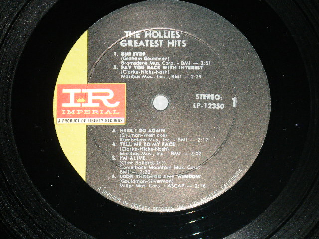 画像: THE HOLLIES - The HOLLIES' GREATEST HITS ( Matrix # 1/2RE ) ( Ex+/Ex+++ : BB SEAN EDSP ) / 1966  US AMERICA ORIGINAL "BLACK with GREEN Label"  STEREO  Used LP  M