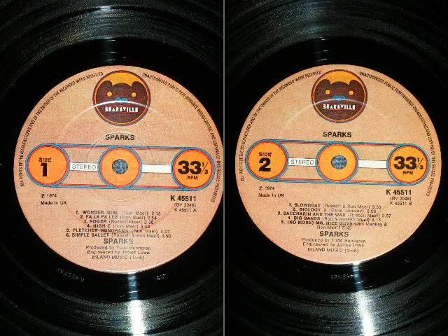 画像: SPARKS - 2 ORIGINAL OF SPARKS : SPARKS+A WOOFER IN TWEETER'S CLOTHING  ( Ex++/Ex+++)  / 1975  UK ENGLAND  ORIGINAL  Used 2-LP