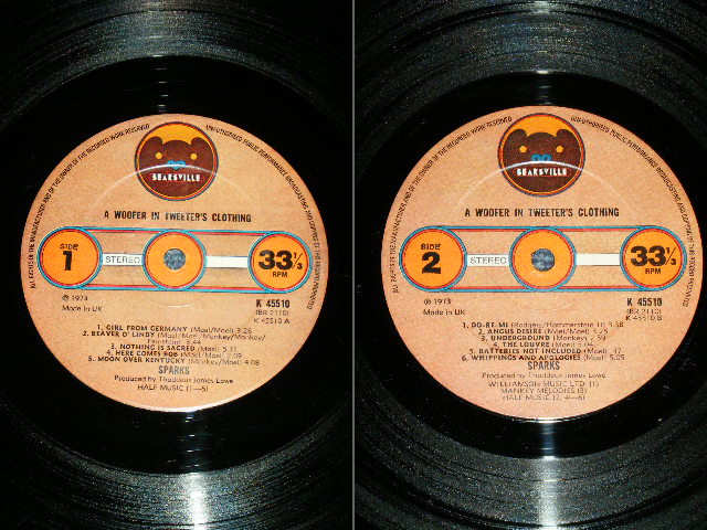 画像: SPARKS - 2 ORIGINAL OF SPARKS : SPARKS+A WOOFER IN TWEETER'S CLOTHING  ( Ex++/Ex+++)  / 1975  UK ENGLAND  ORIGINAL  Used 2-LP