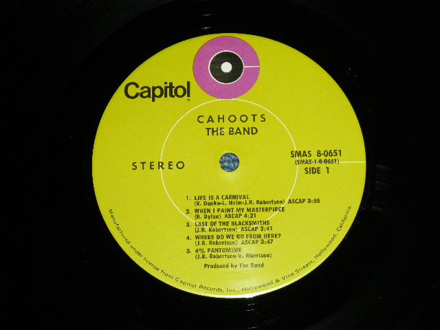 画像: THE BAND - CAHOOTS( Matrix # A)ST1 80651 E1 / B) ST2 80651 E1)( Ex++/MINT- Looks: Ex+++ : EDSP ) / 1970?  US AMERICA ORIGINAL "MAIL ORDER : CAPITOL RECORD CLUB"  "LIME GREEN with Purple Color 'C' on TOP LABEL" Used LP 