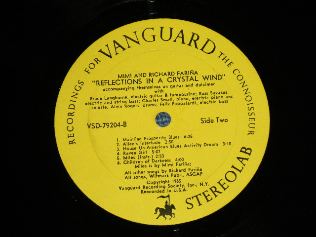 画像: RICHARD  & MIMI FARINA - REFLECTIONS IN A CRYSTAL WIND  ( Ex-/Ex+++ : EDSP,SWOBC)  / 1966  US AMERICAN  ORIGINAL STEREO Used LP 