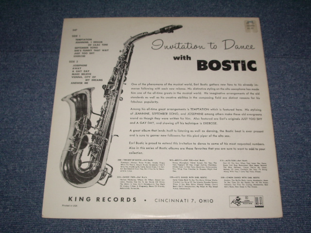画像: EARL BOSTIC - INVITATION TO DANCE with EARL BOSTIC / 1959 US ORIGINAL STEREO Used LP 