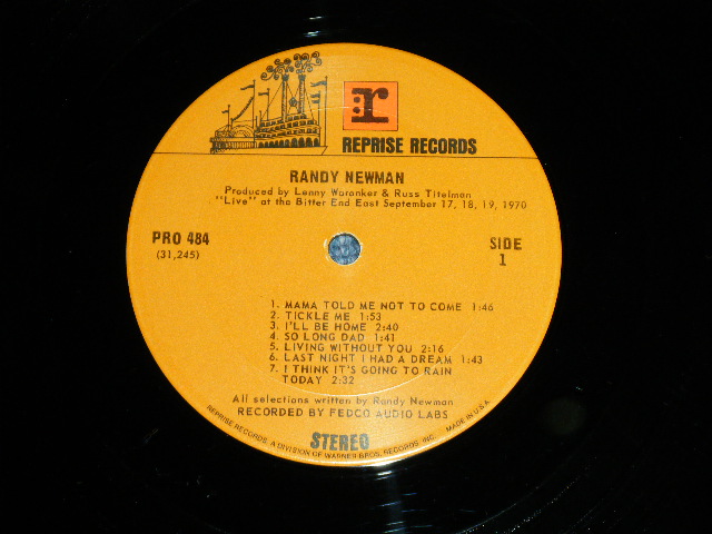 画像: RANDY NEWMAN - LIVE( Ex+/Ex+++ :SMEDSP ) / 1970 US AMERICA ORIGINAL"PROMO ONLY" Used LP  