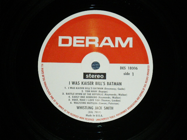 画像: WHISTLING JACK SMITH - I WAS KAISER BILL'S BATMAN  ( Ex++/Ex+++  BB)   /  1967 US AMERICA ORIGINAL STEREO Used  LP