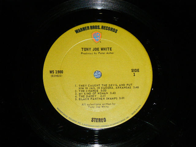 画像: TONY JOE WHITE - TONY JOE WHITE ( Matrix # WS-1900 39822-1-2 / WS-1900 39823-1-)( VG+++/Ex++ : EDSP ) / 1971  US AMERICA ORIGINAL "GREEN with 'WB' at TOP Label" Used LP 