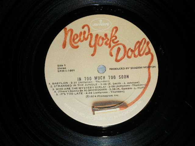 画像: NEW YORK DOLLS - IN TOO MUCH TOO SOON ( Ex+/MINT- )  / 1974 US AMERICA ORIGINAL 1st Press "CUSTOM Label" Used LP 