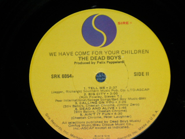 画像: The DEAD BOYS - WE HAVE COME FOR YOUR CHILDREN  ( Ex+/Ex+++ ) /  1978 US AMERICA ORIGINAL "PROMO" Used LP 