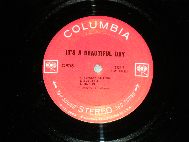 画像: IT'S A BEAUTIFUL DAY - IT'S A BEAUTIFUL DAY (Matrix # A)XSM-138933-1B /B)XSM-138934-1B ) (Ex+++/MINT-) / 1969 US AMERICA ORIGINAL "360 SOUND Label" Used LP 