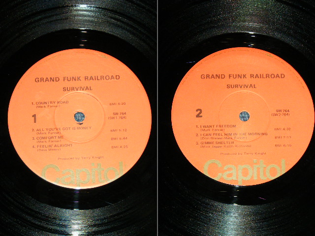 画像: GFR GRAND FUNK RAILROAD - SURVIVAL ( With 3 PIN-UPs )( Matrix # SW-1-764-F3#5/SW-2-764-F3#2) ( Ex+++/MINT-  ) / 1974 US AMERICA ORIGINAL 3rd Press "ORANGE Label"  Used LP 