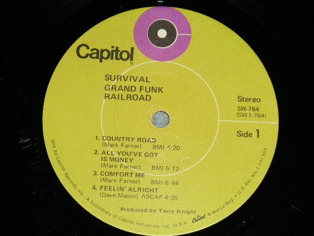 画像: GFR GRAND FUNK RAILROAD - SURVIVAL ( Matrix #  1-764-F-5/ -2-764-F-5) ( Ex+/Ex-: EDSP ) / 1971 US AMERICA ORIGINAL 1st Press "GREEN Label"  Used LP 